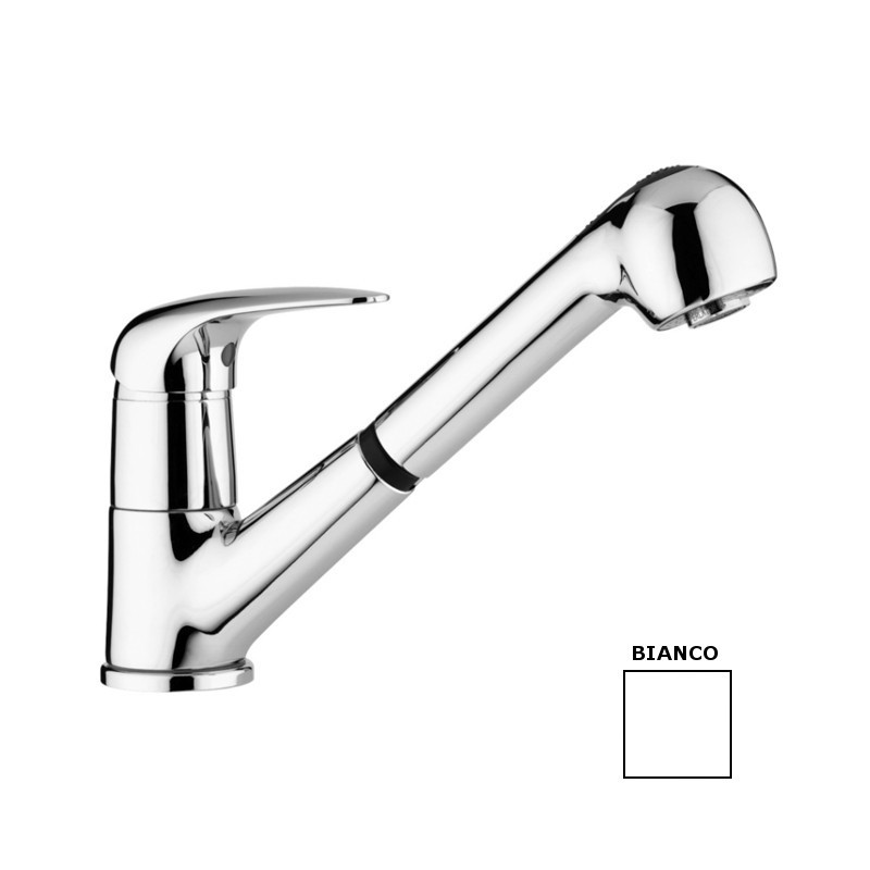 Paffoni Duemila Cucina canna bassa estraibile bianco