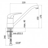 Scheda Tecnica Paffoni Duemila Cucina canna bassa Nero
