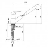 Scheda tecnica Paffoni Duemila Cucina canna bassa estraibile nero