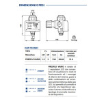 Scheda Tecnica Pedrollo Pressflow Vario Pressoflussostato per Pompe