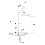 Scheda Tecnica Ritmonio Diametro 35Inox Lavabo Alto a Colonna