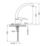 Scheda tecnica Teorema T-Gold Lavello canna alta